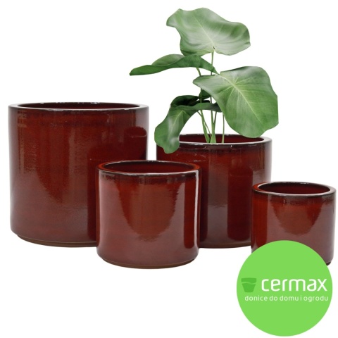 DONICA CERAMICZNA MROZOODPORNA SZKLIWIONA CZERWONA KOMPLET 4SZT