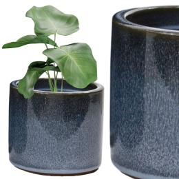 DONICA CERAMICZNA MROZOODPORNA SZKLIWIONA GRANATOWA H:21,5x24,5cm