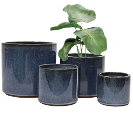 DONICA CERAMICZNA MROZOODPORNA SZKLIWIONA GRANATOWA KOMPLET 4SZT