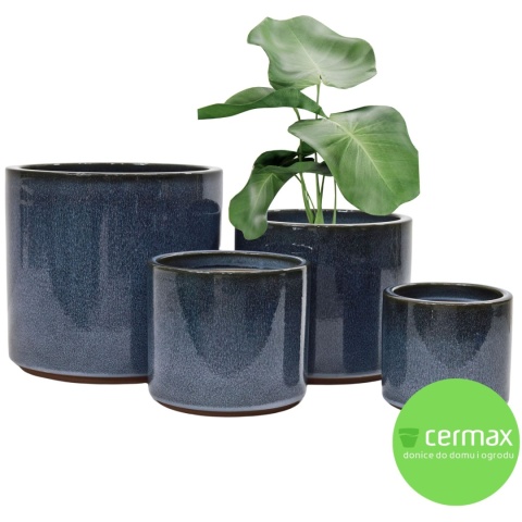 DONICA CERAMICZNA MROZOODPORNA SZKLIWIONA GRANATOWA KOMPLET 4SZT