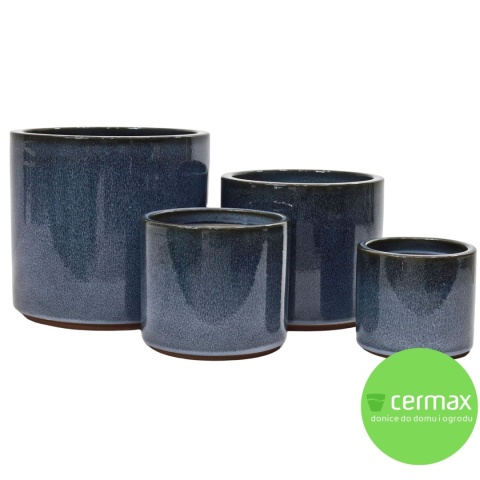 DONICA CERAMICZNA MROZOODPORNA SZKLIWIONA GRANATOWA KOMPLET 4SZT