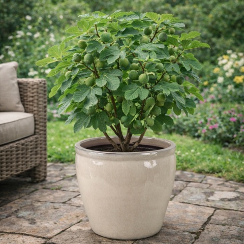 DONICA CERAMICZNA MROZOODPORNA SZKLIWIONA KREMOWA OGRODOWA 20x19,5cm