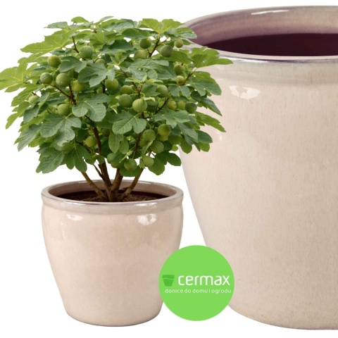 DONICA CERAMICZNA MROZOODPORNA SZKLIWIONA KREMOWA OGRODOWA 40x38cm