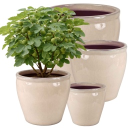 DONICA CERAMICZNA MROZOODPORNA SZKLIWIONA KREMOWA OGRODOWA KOMPLET 4SZT