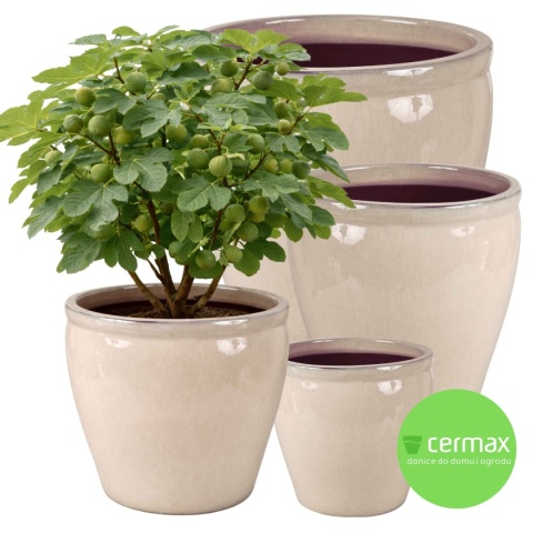 DONICA CERAMICZNA MROZOODPORNA SZKLIWIONA KREMOWA OGRODOWA26x24,5cm