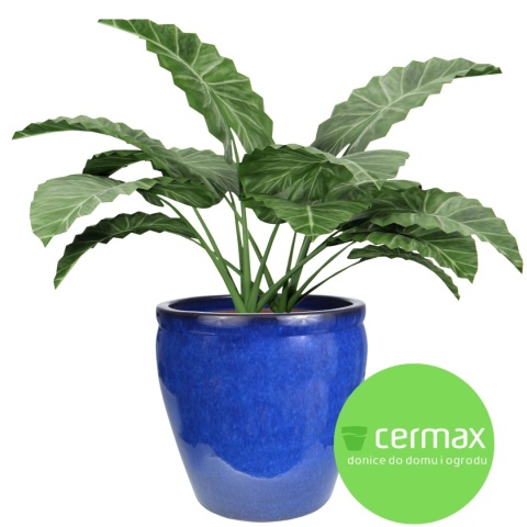 DONICA CERAMICZNA MROZOODPORNA SZKLIWIONA NIEBIESKA OGRODOWA 40x38cm