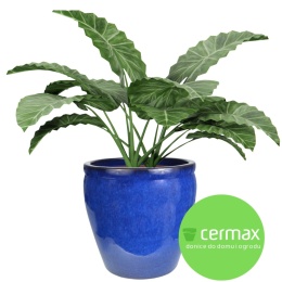 DONICA CERAMICZNA MROZOODPORNA SZKLIWIONA NIEBIESKA OGRODOWA 40x38cm