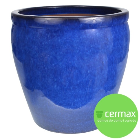 DONICA CERAMICZNA MROZOODPORNA SZKLIWIONA NIEBIESKA OGRODOWA KOMPLET 3 SZTUK