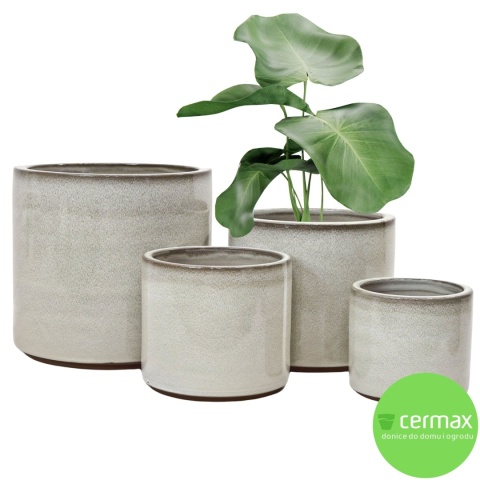 DONICA CERAMICZNA MROZOODPORNA SZKLIWIONA SZARA KOMPLET 4SZT