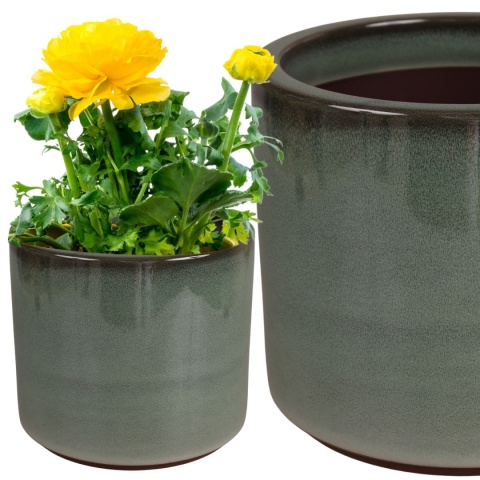 DONICA CERAMICZNA MROZOODPORNA SZKLIWIONA ZIELONA 21,5x24,5cm