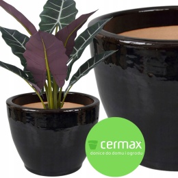 DONICA CERAMICZNA SZKLIWIONA CZARNA MROZOODPORNA H:18x22cm