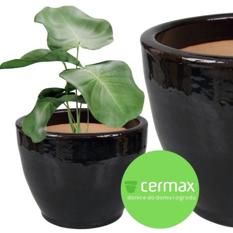 DONICA CERAMICZNA SZKLIWIONA CZARNA MROZOODPORNA KOMPLET 3SZT.