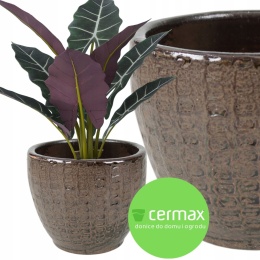 DONICA CERAMICZNA SZKLIWIONA CZARNY ANTYK MROZOODPORNA H:23x28cm