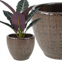 DONICA CERAMICZNA SZKLIWIONA CZARNY ANTYK MROZOODPORNA H:26x36cm