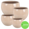 DONICA CERAMICZNA SZKLIWIONA DUŻA MROZOODPORNA BEŻOWA OGRODOWA KOMPLET 4 SZTUK