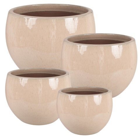 DONICA CERAMICZNA SZKLIWIONA DUŻA MROZOODPORNA BEŻOWA OGRODOWA KOMPLET 4 SZTUK