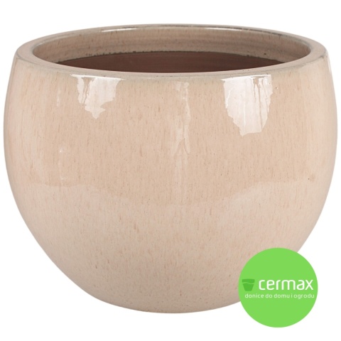 DONICA CERAMICZNA SZKLIWIONA DUŻA MROZOODPORNA BEŻOWA OGRODOWA 17x21cm