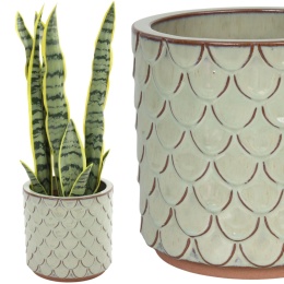 DONICA CERAMICZNA SZKLIWIONA ZIELONA MROZOODPORNA OGRODOWA 32x36cm