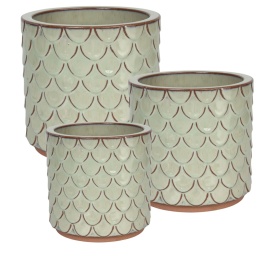 DONICA CERAMICZNA SZKLIWIONA ZIELONA MROZOODPORNA OGRODOWA KOMPLET 3SZT