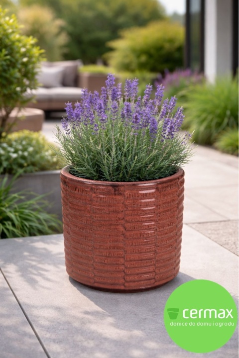 DONICA DONICZKA DUŻA CERAMICZNA SZKLIWIONA MROZOODPORNA CZERWONA 37x37cm