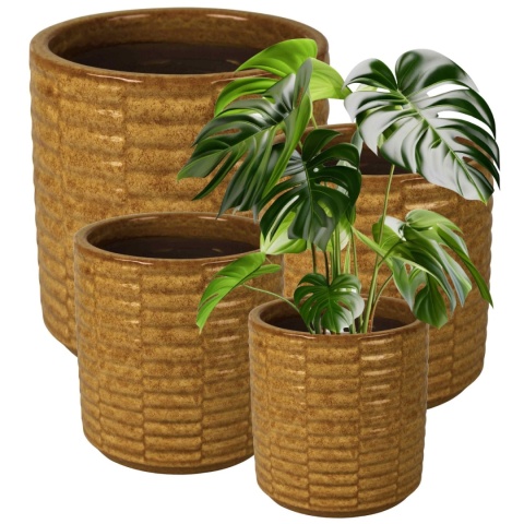 DONICA DONICZKA DUŻA CERAMICZNA SZKLIWIONA MROZOODPORNA ZÓŁTA KOMPLET 4 SZT