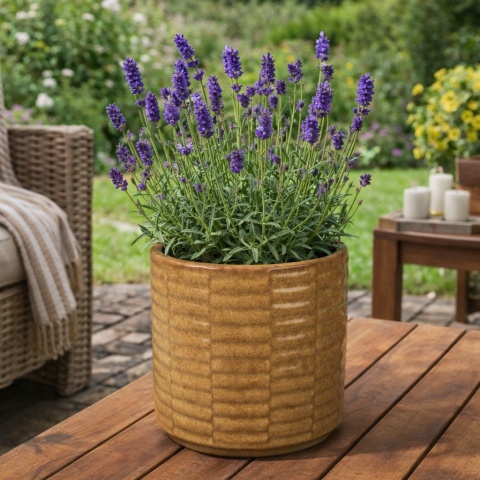 DONICA DONICZKA DUŻA CERAMICZNA SZKLIWIONA MROZOODPORNA ZÓŁTA KOMPLET 4 SZT