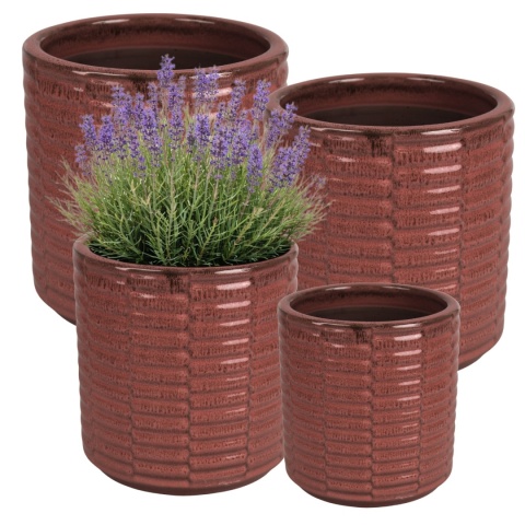 DONICA DONICZKA DUŻA CERAMICZNA SZKLIWIONA MROZOODPORNA CZERWONA KOMPLET 4 SZT