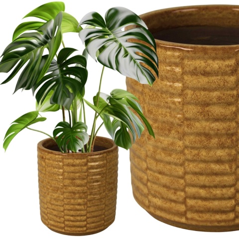 DONICA DONICZKA DUŻA MROZOODPORNA CERAMICZNA SZKLIWIONA ŻÓŁTA 19x19 cm