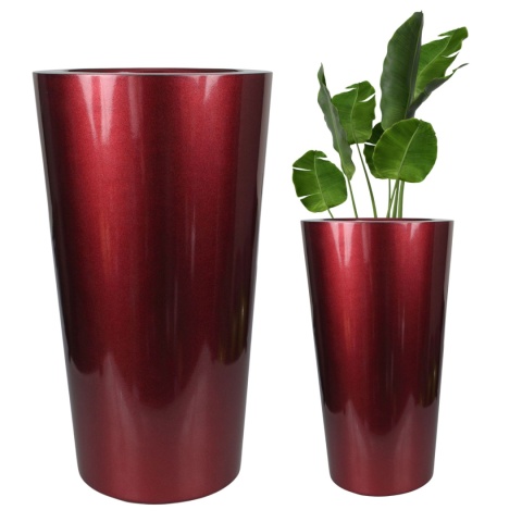 DONICA Z WŁÓKNA SZKLANEGO BORDOWA STOŻEK 44xH:92cm Z PÓŁKĄ