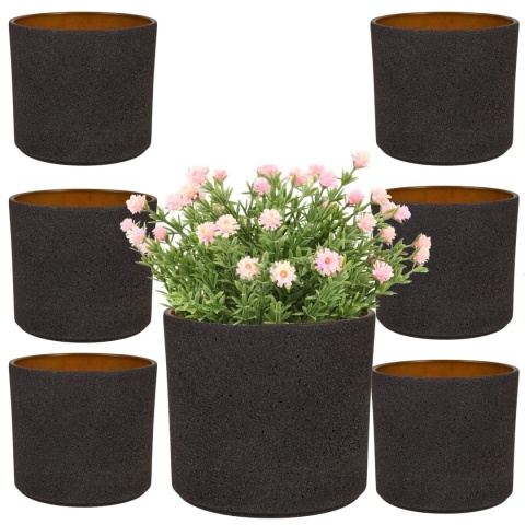 OSŁONKA CERAMICZNA 11,5x13,2cm ANTRACYT OKRĄGŁA PILLAR LAVA ZESTAW 7 SZTUK