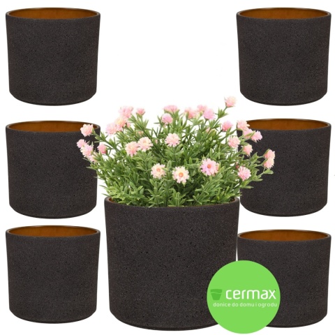 OSŁONKA CERAMICZNA 11,5x13,2cm ANTRACYT OKRĄGŁA PILLAR LAVA ZESTAW 7 SZTUK