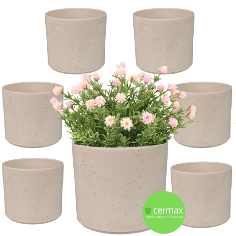 OSŁONKA CERAMICZNA 11,5x13,2cm KREMOWA OKRĄGŁA PILLAR LAVA ZESTAW 7 SZTUK