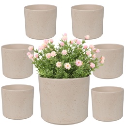 OSŁONKA CERAMICZNA 11,5x13,2cm KREMOWA OKRĄGŁA PILLAR LAVA ZESTAW 7 SZTUK