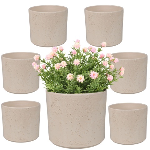 OSŁONKA CERAMICZNA 11,5x13,2cm KREMOWA OKRĄGŁA PILLAR LAVA ZESTAW 7 SZTUK