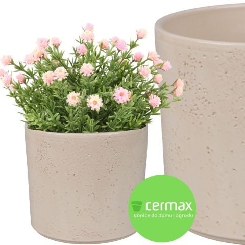 OSŁONKA CERAMICZNA 11,5x13,2cm KREMOWA OKRĄGŁA PILLAR LAVA ZESTAW 7 SZTUK