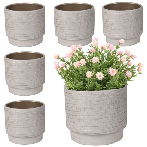 OSŁONKA CERAMICZNA 15x17 ,,SINTRA" BIAŁE ZŁOTO OKRĄGŁA ZESTAW 6 SZTUK