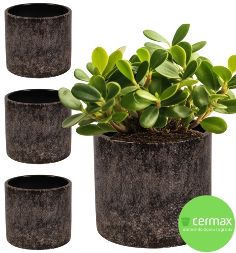 OSŁONKA CERAMICZNA 22x24 ,,FARO" BRĄZOWA OKRĄGŁA ZESTAW 4 SZTUK