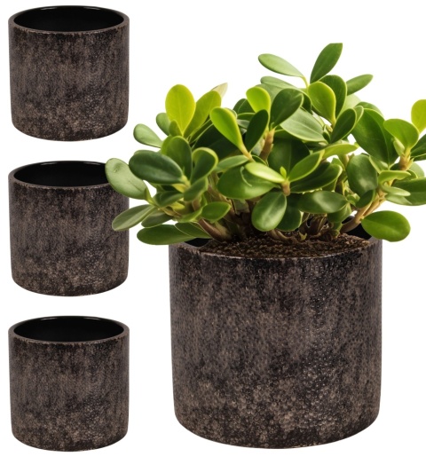 OSŁONKA CERAMICZNA 22x24 ,,FARO" BRĄZOWA OKRĄGŁA ZESTAW 4 SZTUK