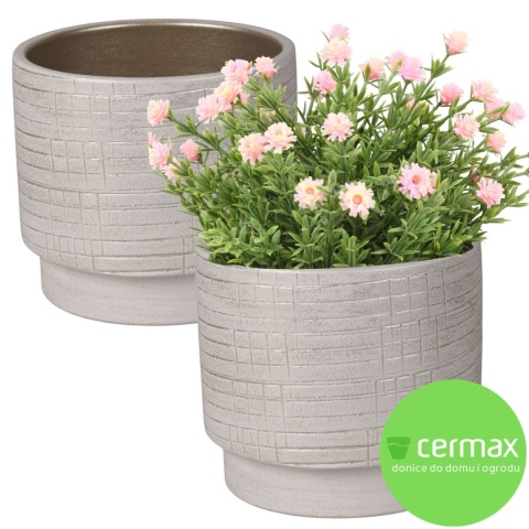 OSŁONKA CERAMICZNA 20x22 ,,SINTRA" BIAŁE ZŁOTO OKRĄGŁA ZESTAW 2 SZTUK