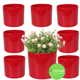 OSŁONKA CERAMICZNA 8,8x11,5cm CZERWONA PILLAR LAVA ZESTAW 8 SZTUK