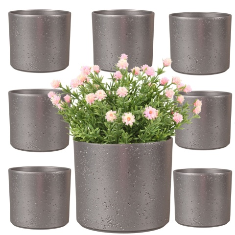 OSŁONKA CERAMICZNA 8,8x11,5cm SREBRNA SZAMPAN PILLAR LAVA ZESTAW 8 SZTUK