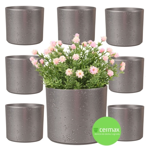 OSŁONKA CERAMICZNA 8,8x11,5cm SREBRNA SZAMPAN PILLAR LAVA ZESTAW 8 SZTUK