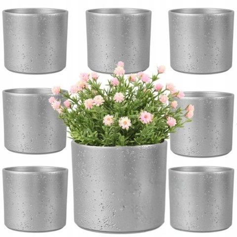 OSŁONKA CERAMICZNA 8,8x11,5cm SREBRNA PILLAR LAVA ZESTAW 8 SZTUK