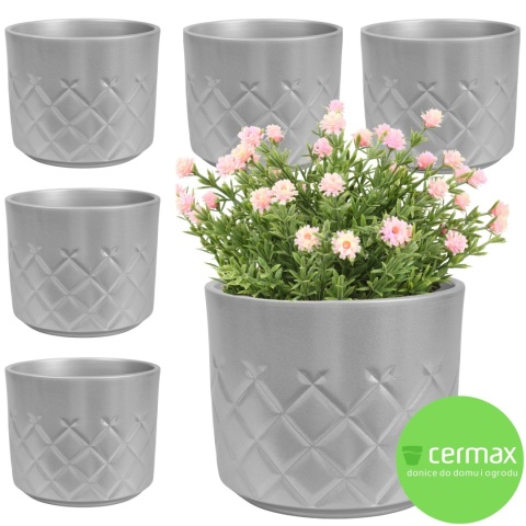 OSŁONKA CERAMICZNA SREBRNA 12,5 x 11,5 cm KOMPLET 6 SZT