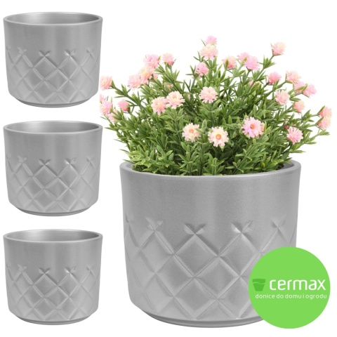OSŁONKA CERAMICZNA SREBRNA 16,5x14,5 CM KOMPLET 4 SZT