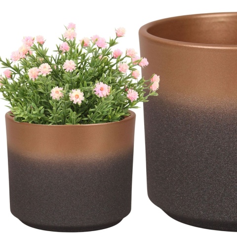 OSŁONKA CERAMICZNA ZŁOTA GRAFITOWA OKRĄGŁA 28,5x24cm