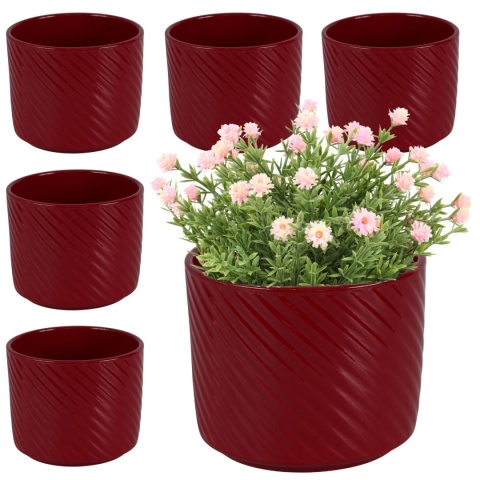 OSŁONKA DONICZKA CERAMICZNA CZERWONA 12x14,5 cm KOMPLET 5 SZT.