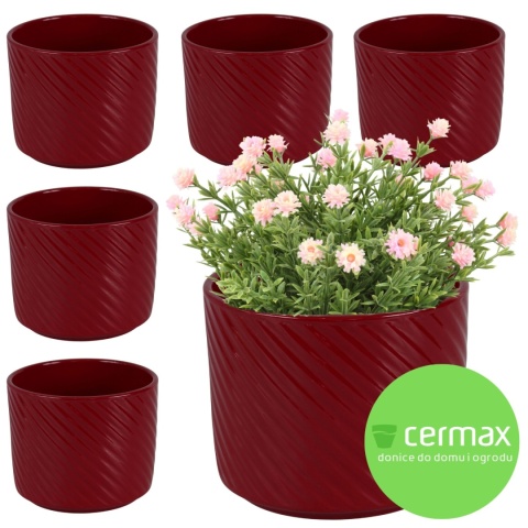 OSŁONKA DONICZKA CERAMICZNA CZERWONA 12x14,5 cm KOMPLET 5 SZT.