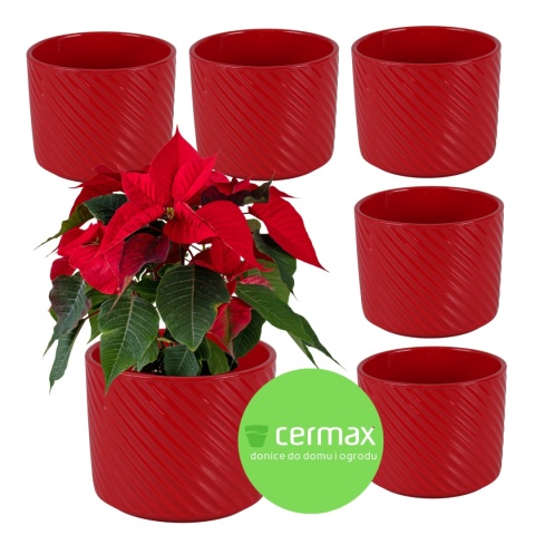 OSŁONKA DONICZKA CERAMICZNA CZERWONA 11x12,5CM KOMPLET 6 SZT.