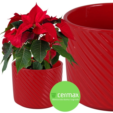 OSŁONKA DONICZKA CERAMICZNA CZERWONA 11x12,5CM KOMPLET 6 SZT.